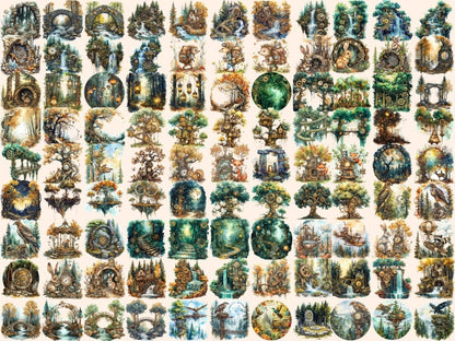 Steampunk Forests Watercolor Clipart forest clipart - Wonders Artist