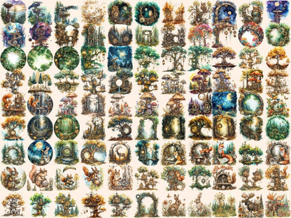 Steampunk Forests Watercolor Clipart forest clipart - Wonders Artist