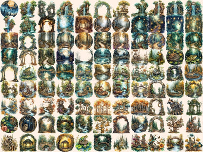 Steampunk Forests Watercolor Clipart forest clipart - Wonders Artist