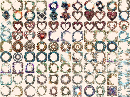 Steampunk Frames Watercolor Clipart frame clipart - Wonders Artist