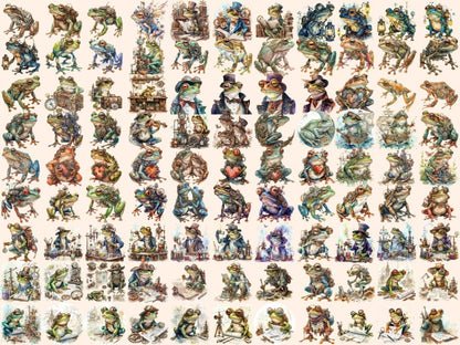Steampunk Frogs Watercolor Clipart frog clipart - Wonders Artist