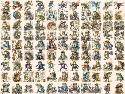 Steampunk Frogs Watercolor Clipart frog clipart - Wonders Artist