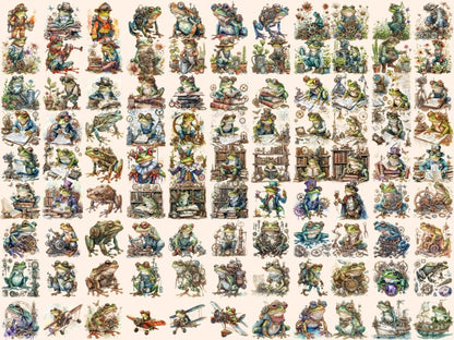 Steampunk Frogs Watercolor Clipart frog clipart - Wonders Artist