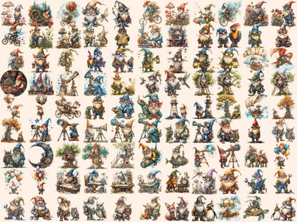 Steampunk Gnomes Watercolor Clipart gnome clipart - Wonders Artist