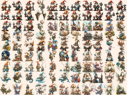 Steampunk Gnomes Watercolor Clipart gnome clipart - Wonders Artist
