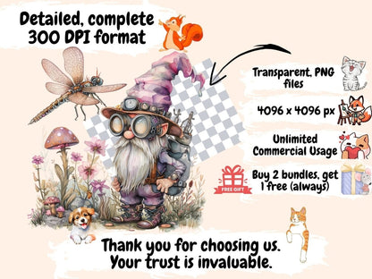 Steampunk Gnomes Watercolor Clipart gnome clipart - Wonders Artist