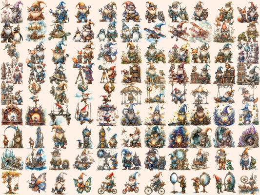 Steampunk Gnomes Aquarell Clipart