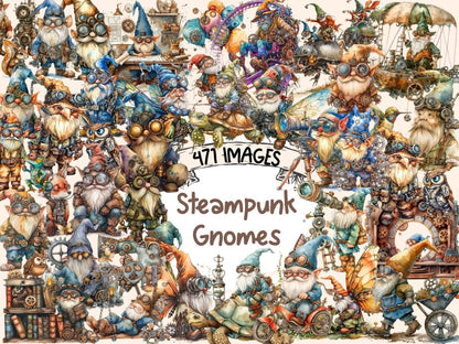 Steampunk Gnomes Watercolor Clipart gnome clipart - Wonders Artist