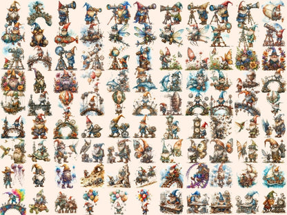 Steampunk Gnomes Watercolor Clipart gnome clipart - Wonders Artist