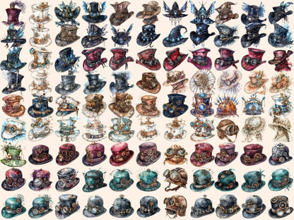 Steampunk Hats Watercolor Clipart hats clipart - Wonders Artist