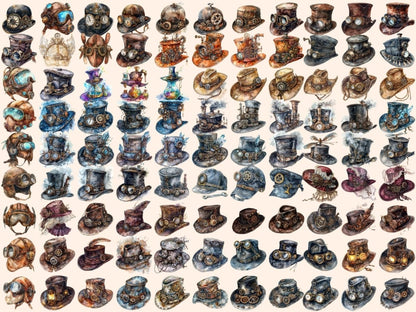 Steampunk Hats Watercolor Clipart hats clipart - Wonders Artist