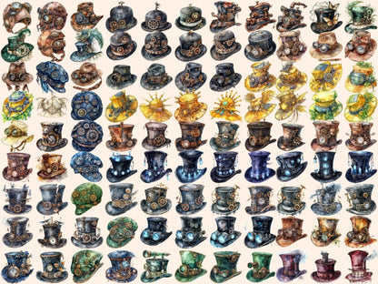Steampunk Hats Watercolor Clipart hats clipart - Wonders Artist