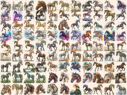 Steampunk Horses Watercolor Clipart cyberpunk horse png - Wonders Artist