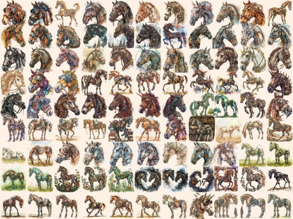 Steampunk Horses Watercolor Clipart cyberpunk horse png - Wonders Artist