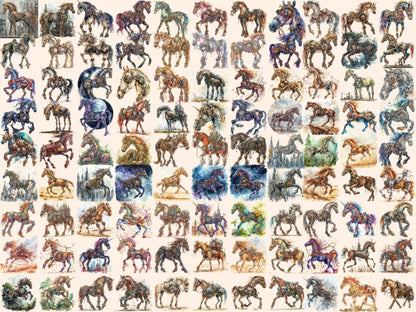 Steampunk Horses Watercolor Clipart cyberpunk horse png - Wonders Artist