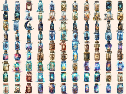 Steampunk Jars Watercolor Clipart jar clipart - Wonders Artist