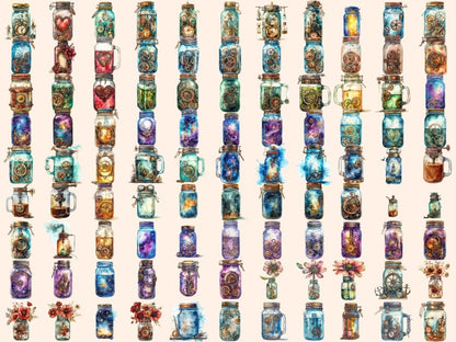 Steampunk Jars Watercolor Clipart jar clipart - Wonders Artist