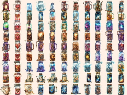 Steampunk Jars Watercolor Clipart jar clipart - Wonders Artist