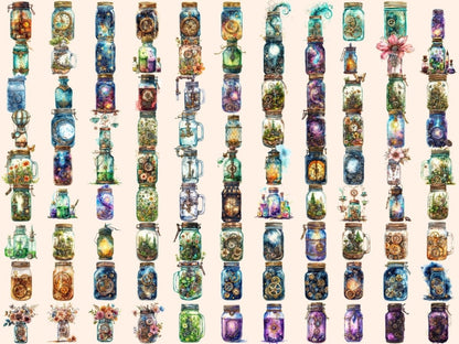 Steampunk Jars Watercolor Clipart jar clipart - Wonders Artist