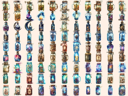 Steampunk Jars Watercolor Clipart jar clipart - Wonders Artist