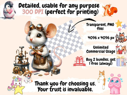 Steampunk Mice Clipart mechanical design - Wonders Artist