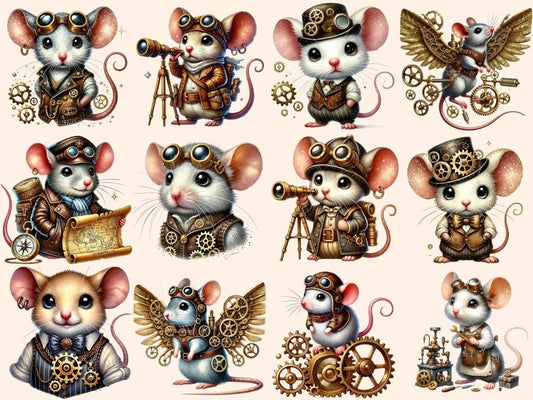 Steampunk Mice Clipart