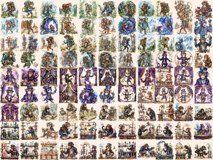 Steampunk Monkeys Watercolor Clipart ape clipart - Wonders Artist