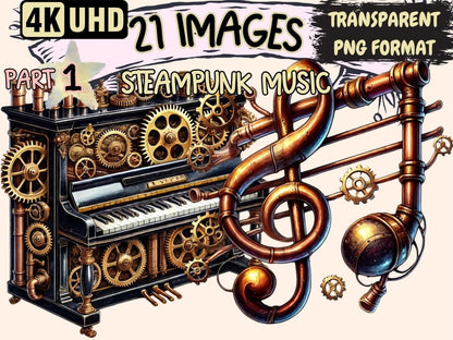 Steampunk Music Clipart Antique Music Clip - Wonders Artist