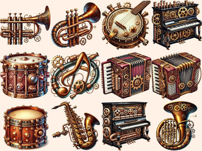 Steampunk Music Clipart Antique Music Clip - Wonders Artist