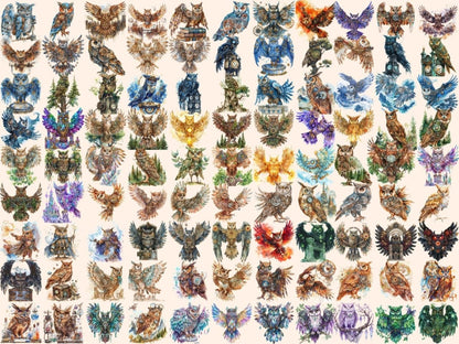 Steampunk Owls Watercolor Clipart owl clipart - Wonders Artist