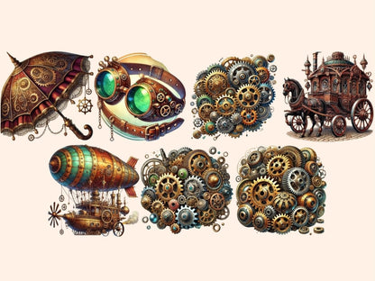 Steampunk (P2) Clipart brown clipart cute steampunk industrial clipart - WondersArtist