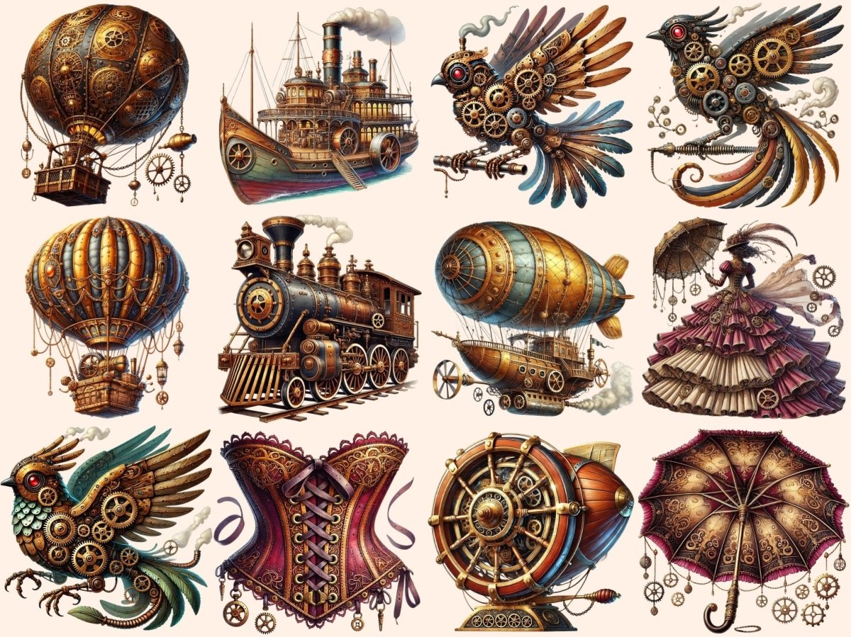 Steampunk (P2) Clipart brown clipart cute steampunk industrial clipart - WondersArtist