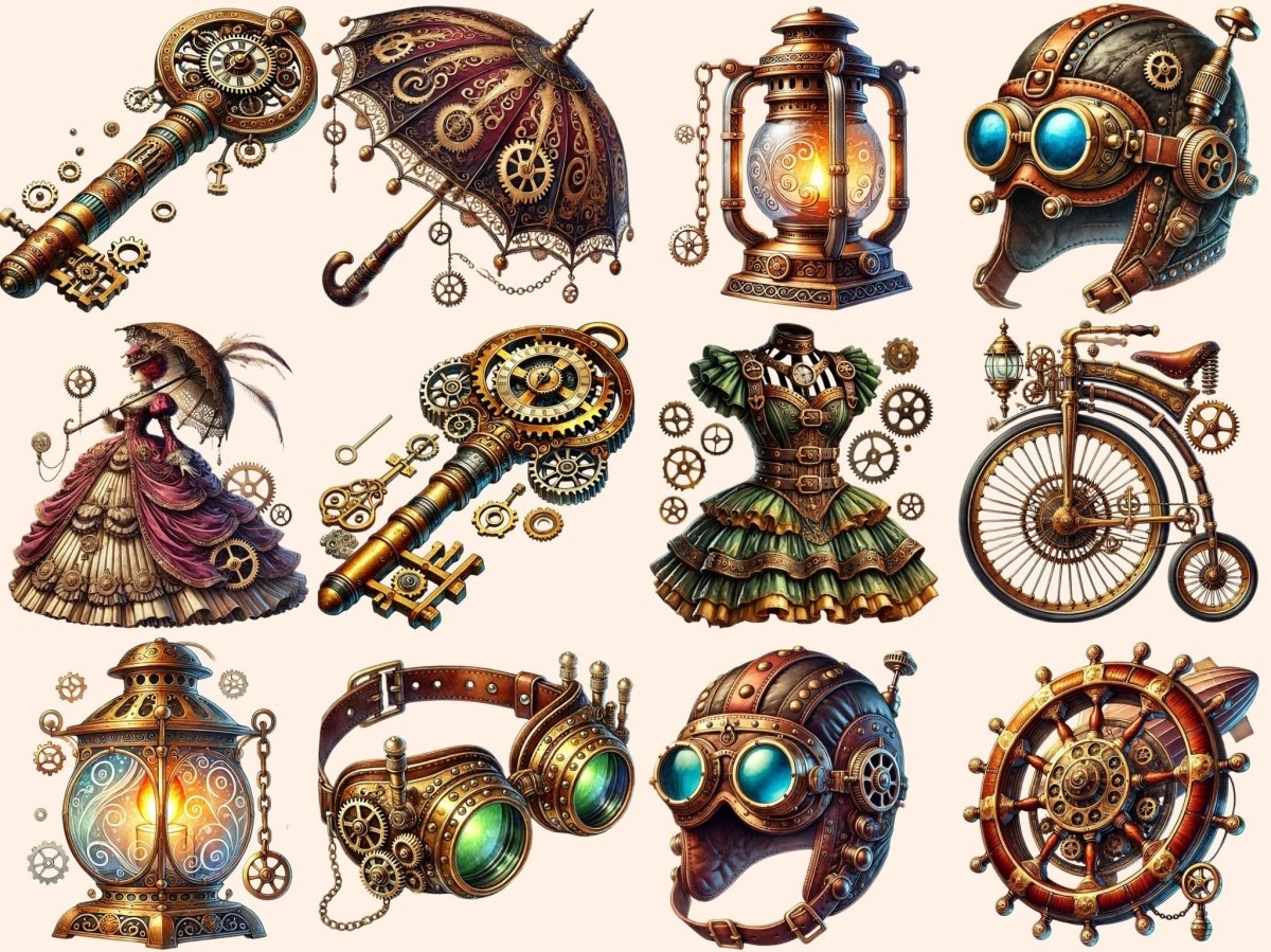 Steampunk (P2) Clipart brown clipart cute steampunk industrial clipart - WondersArtist