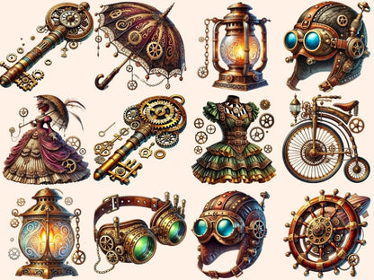 Steampunk (P2) Clipart brown clipart cute steampunk industrial clipart - WondersArtist