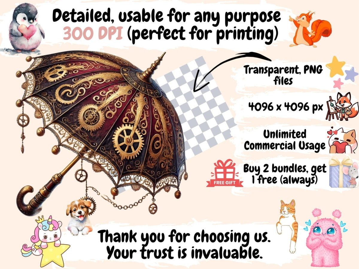 Steampunk (P2) Clipart brown clipart cute steampunk industrial clipart - WondersArtist