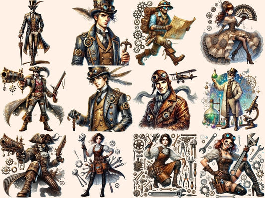 Steampunk People Clipart