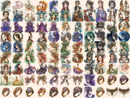 Steampunk Princess Watercolor Clipart princess clipart - Wonders Artist