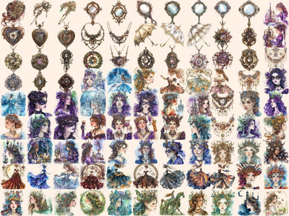 Steampunk Princess Watercolor Clipart princess clipart - Wonders Artist