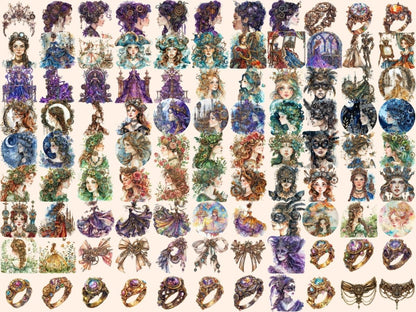 Steampunk Princess Watercolor Clipart princess clipart - Wonders Artist