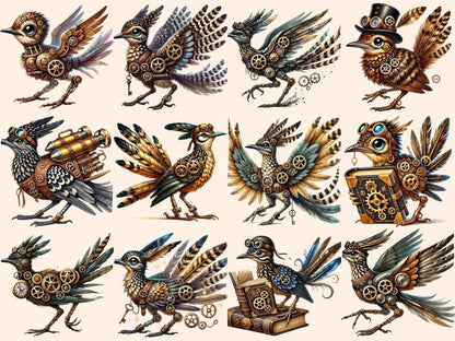 Steampunk Roadrunners Clipart fantasy design - Wonders Artist