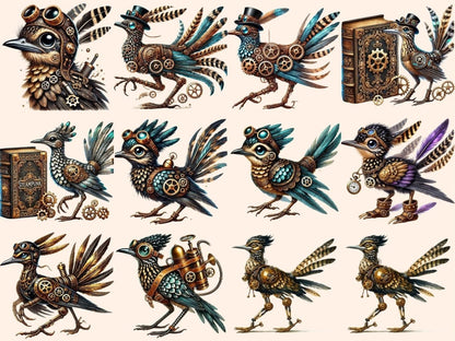 Steampunk Roadrunners Clipart fantasy design - Wonders Artist