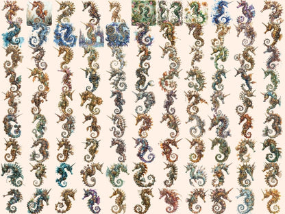 Steampunk Seahorses Watercolor Clipart robot seahorses png - Wonders Artist