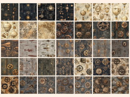 Steampunk Seamless Pattern Digital Papers clockwork pattern - Wonders Artist