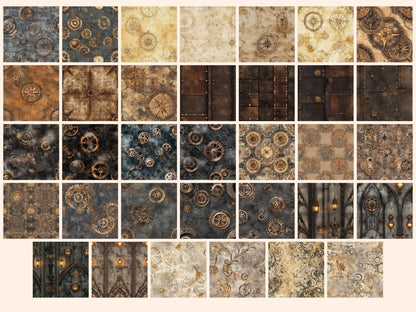 Steampunk Seamless Pattern Digital Papers clockwork pattern - Wonders Artist