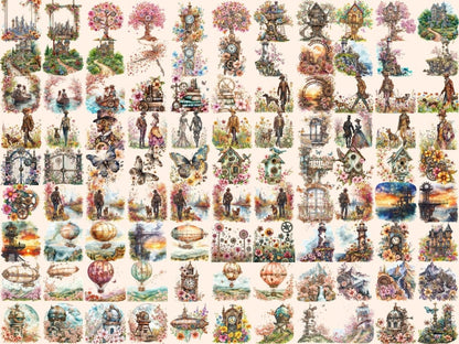 Steampunk Spring Watercolor Clipart industrial clipart - Wonders Artist