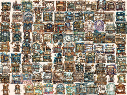 Steampunk Storefronts Watercolor Clipart gadget shop clipart - Wonders Artist