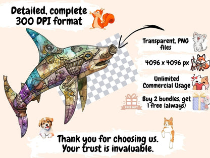 Steampunk Undersea Watercolor Clipart marine clipart - Wonders Artist