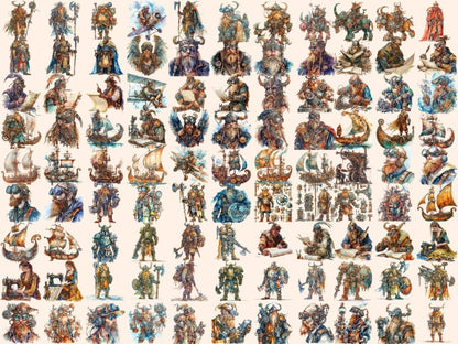 Steampunk Vikings Watercolor Clipart mechanical viking - Wonders Artist