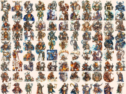 Steampunk Vikings Watercolor Clipart mechanical viking - Wonders Artist