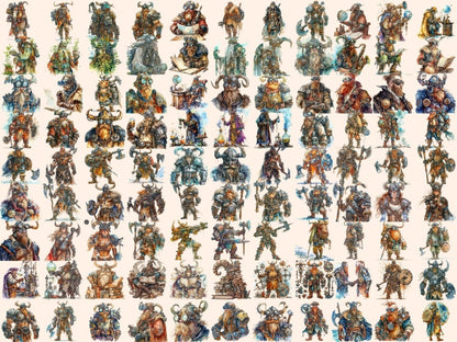 Steampunk Vikings Watercolor Clipart mechanical viking - Wonders Artist